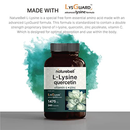 NatureBell L-Lysine 1000mg + Quercetin 250mg Supplement, 240 Capsules, Free Form NatureBellBuy Supplements Australia