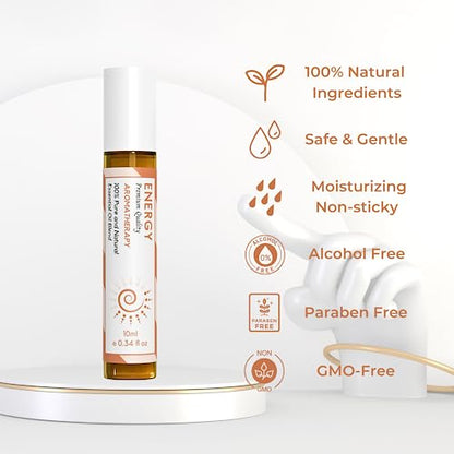 Benatu Energy Essential Oil Roll On Blend (with Clove, Lemon, Grapefruit Oil)- Travel Size Relaxing Roller benatuBuy Supplements Australia