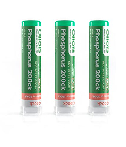 OLLOIS Phosphorus 200ck Organic, Lactose-Free, Kosher Homeopathic Medicine, 80 Pellets (Pack of 3)