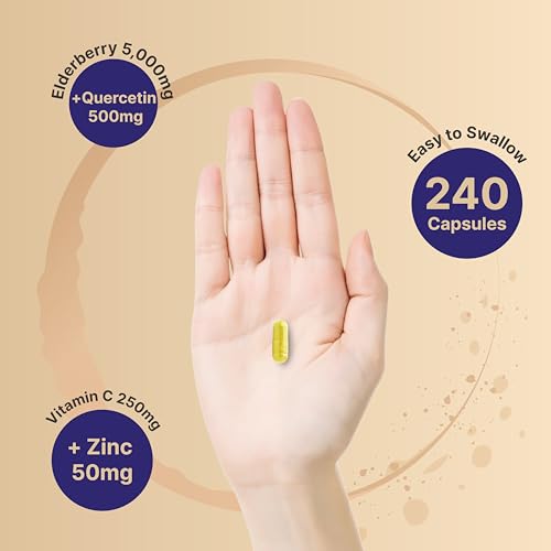 NatureBell Sambucus Elderberry Capsules, 5000mg Per Serving with Quercetin 500mg NatureBellBuy Supplements Australia