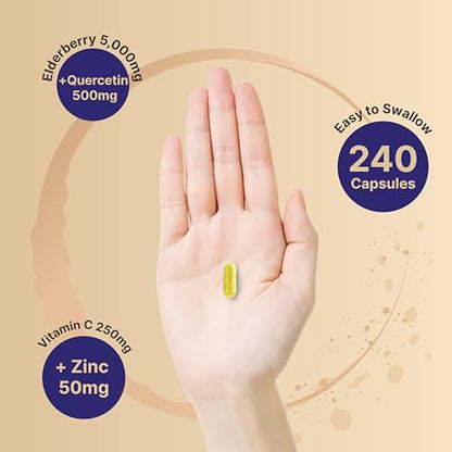 NatureBell Sambucus Elderberry Capsules, 5000mg Per Serving with Quercetin 500mg NatureBellBuy Supplements Australia