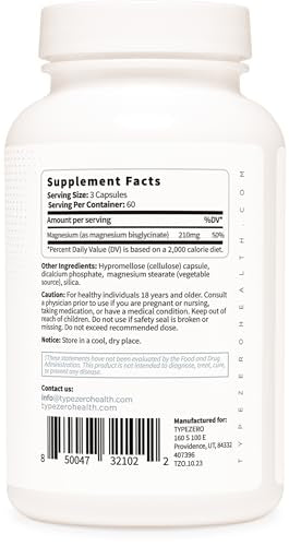 Type Zero Magnesium Glycinate (210mg | 180 Capsules) Pure, Non-GMO, Gluten Free Type ZeroBuy Supplements Australia