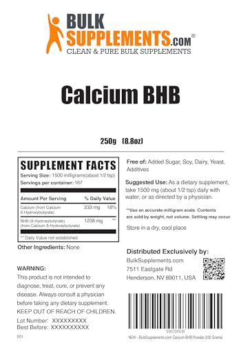 BulkSupplements.com Calcium BHB Powder - Beta-HydroxyButyrate Powder, BHB Supplement BULKSUPPLEMENTS.COMBuy Supplements Australia