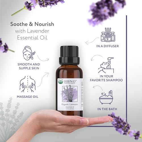 HBNO Organic Lavender Essential Oil - 1 oz (30ml) Value Size - USDA Certified Organic Lavender HBNOBuy Supplements Australia
