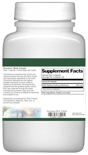 MSM - 450 mg (100 Capsules, ZIN: 510649) - 3 Pack TerravitaBuy Supplements Australia