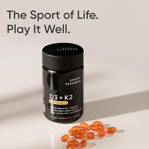 Sports Research Vitamin D3 + K2 with 5000iu of Plant-Based D3 & 100mcg of Vitamin Sports ResearchBuy Supplements Australia