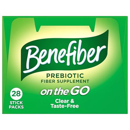 Benefiber On The Go Prebiotic Fiber Supplement Powder for Digestive Health, Daily Fiber, Unflavored - 28 Sticks (3.92 Ounces)
