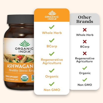 ORGANIC INDIA Ashwagandha Herbal Supplement - Vegan, Gluten-Free, Kosher ORGANIC INDIABuy Supplements Australia