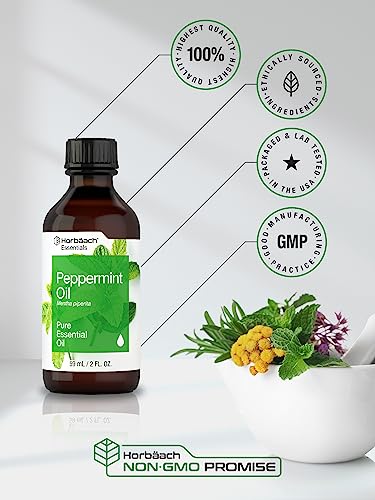 Horbaach Peppermint Oil | 2 fl oz | Pure Essential Spray | for Massage, Bath & Diffusers | Non-GMO HorbäachBuy Supplements Australia