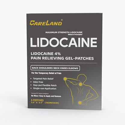 CARELAND Lidocaine Gel Patch, 18 Count Maximum Strength Pain Patches for Muscle Relief in Neck Knee Back and Shoulders Unscented Numbing Patch for Soothing Nerves, Joints CARELANDBuy Supplements Australia