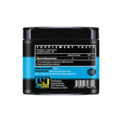 LiveLong Nutrition Glycerol Monostearate GMS Powder - Hydration, Endurance, Muscle LiveLong NutritionBuy Supplements Australia