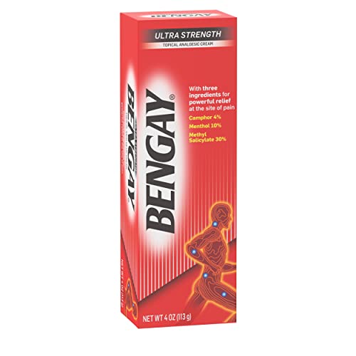 Bengay Ultra Strength Topical Pain Relief Cream, Non-Greasy Topical Analgesic for Minor Arthritis, Muscle, Joint and Back Pain, Camphor, Menthol and Methyl Salicylate, 4 OZ BengayBuy Supplements Australia