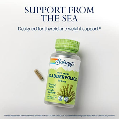 SOLARAY Bladderwrack Seaweed 580 mg Healthy Thyroid Balance and Weight Management SOLARAYBuy Supplements Australia