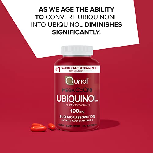 Qunol Mega Ubiquinol 100mg CoQ10, Superior Absorption, Patented Water and Fat Soluble QunolBuy Supplements Australia