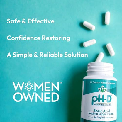 pH-D Feminine Health - 600 mg Boric Acid Suppositories - Woman Owned - for Vaginal Odor Use - 12 Count pH-D Feminine Health SupportBuy Supplements Australia