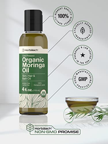Organic Moringa Oil | 4 fl oz | for Face, Hair, and Skin | 100% Therapeutic Grade | Paraben HorbäachBuy Supplements Australia