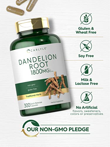 Carlyle Dandelion Root Capsules 1800mg | 300 Count | Non-GMO, Gluten Free CarlyleBuy Supplements Australia