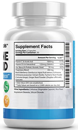 Immune Defense Support Supplement 8 in 1 w/Zinc 50mg Quercetin, VIT C