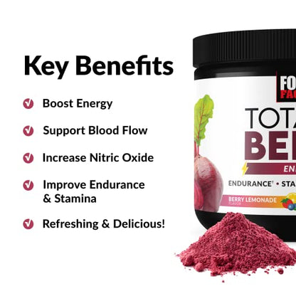 Force Factor Total Beets Energy Drink Mix, Superfood Beet Root Powder with Nitrates Force FactorBuy Supplements Australia