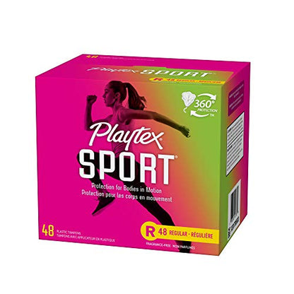 Playtex Sport Tampons, Regular Absorbency, Fragrance-Free - 48ct (Packaging May Vary) PLAYTEXBuy Supplements Australia
