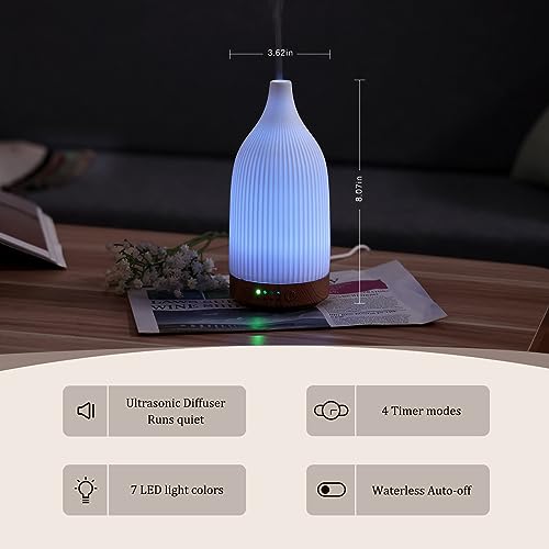 Coolego Ceramic Diffuser, 100ml Essential Oil Diffuser Ultrasonic Cool Mist Aromatherapy Diffuser CoolegoBuy Supplements Australia