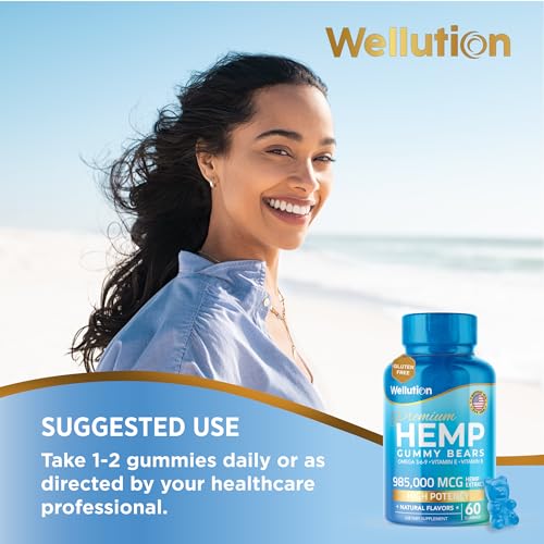 Wellution Hemp Gummies 985,000 High Potency - Fruity Gummy Bear with Hemp Oil WellutionBuy Supplements Australia