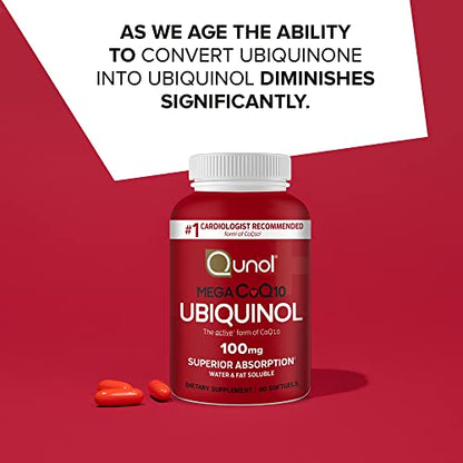 Qunol Ubiquinol CoQ10 100mg Softgels, Mega Ubiquinol 100mg - Superior Absorption QunolBuy Supplements Australia