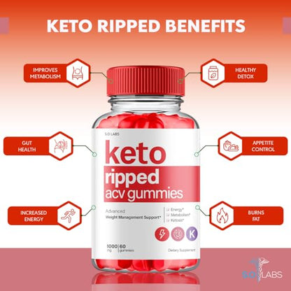 (2 Pack) Keto Ripped ACV Gummies Advanced Weight Loss, Keto Ripped Keto + ACV Gumm S.O LabsBuy Supplements Australia