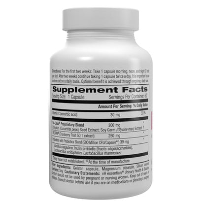 vH essentials Urinary Health & Bladder Control, Cranberry Extract, Prebiotics and Probiotics vH essentialsBuy Supplements Australia