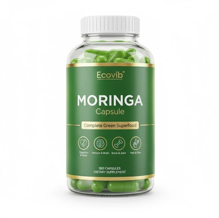 ECOVIB Moringa Capsules – 180 Vegan Capsules | Organic Superfood for Energy, Immunity & Detox ECOVIBBuy Supplements Australia