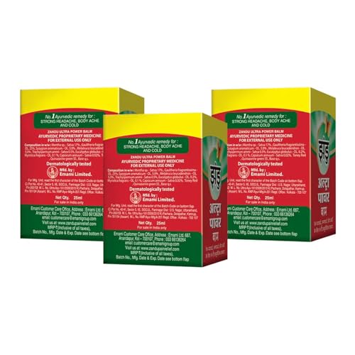 Zandu Ultra Red Balm | Ayurvedic Balm with Menthol, Camphor, Eucalyptus Oil | Relieves from Bodyache, Cold & Muscle Stiffness | Non Greasy & Fast Acting | 0.85 Fl Oz (Pack of 1) ZanduBuy Supplements Australia