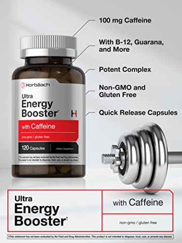 Ultra Energy Supplement | 120 Capsule Pills | with Caffeine & Vitamin B12 | Daily Energy Booster HorbäachBuy Supplements Australia
