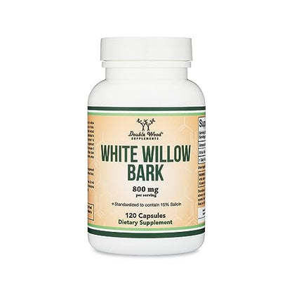White Willow Bark Capsules 800mg per Serving, 120 Count (Willow Bark Extract Std. Double Wood SupplementsBuy Supplements Australia