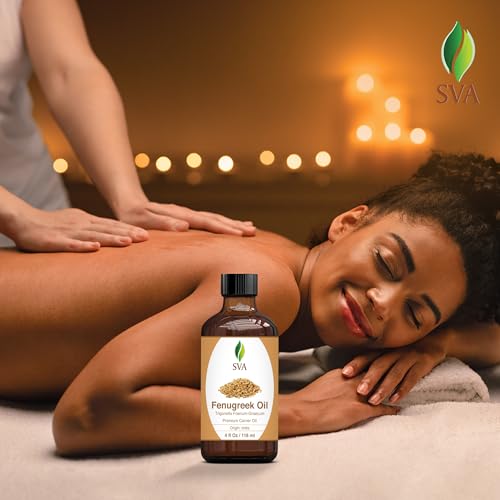 SVA Fenugreek Oil 4oz (118ml) Premium Carrier Oil with Dropper for Hair Care, Hair Oiling, Scalp Massage SVA ORGANICSBuy Supplements Australia