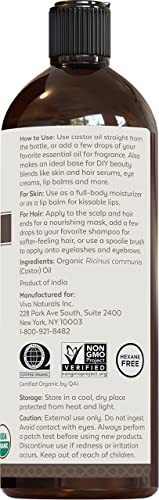 Viva Naturals Organic Castor Oil, 16 fl oz - Cold Pressed Castor Oil for Skin, Hair and Lashes - Traditionally Viva NaturalsBuy Supplements Australia