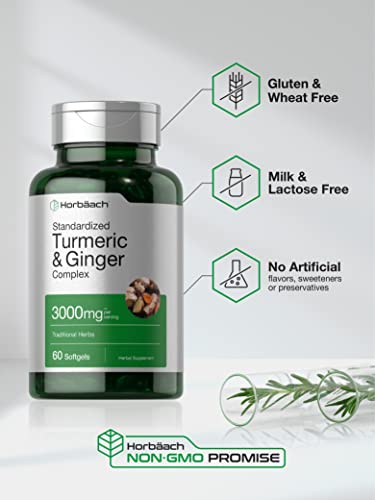 Turmeric and Ginger Supplement 3000 mg | 60 Softgel Capsules | Turmeric Curcumin Complex HorbäachBuy Supplements Australia