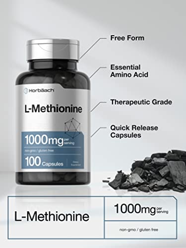 L Methionine 1000mg | 100 Capsules | Non-GMO, Gluten Free | Free Form Supplement HorbäachBuy Supplements Australia