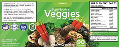 90 Capsules Each Bottle 540 Capsules superfoods Veggies Greens and Reds Fruits Triple Alpha PureBuy Supplements Australia