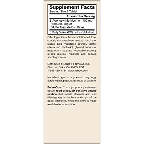 Jarrow Formulas SAMe Supplement 400 mg - 60 Tablets - High Concentration of Active S,S Form - Supports Joint Health, Liver Function, Brain Metabolism, Balanced Mood & Antioxidant Defense - 60 Servings Jarrow FormulasBuy Supplements Australia