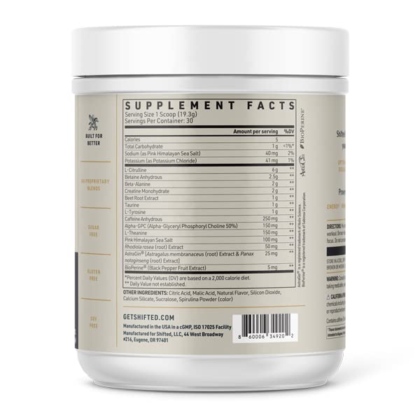 SHIFTED Premium Pre Workout Powder, Energy & Focus Supplement with Creatine Monohydrate SHIFTEDBuy Supplements Australia