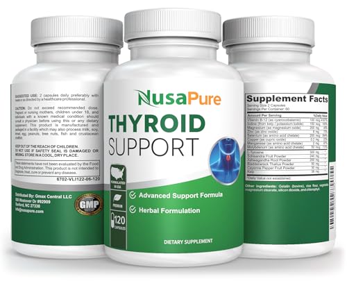NusaPure Premium Thyroid Support Supplement (Non-GMO) 120 caps for with Ashwaganda NusaPureBuy Supplements Australia