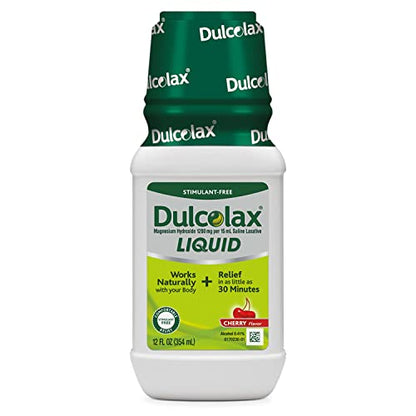 Dulcolax Liquid Laxative, Stimulant Free Laxative for Comfortable Relief, Cherry Flavor, 12 oz.