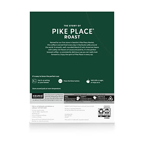 Starbucks K-Cup Coffee Pods—Medium Roast Coffee—Pike Place Roast for Keurig StarbucksBuy Supplements Australia