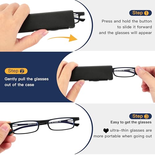 TOVEEN 2 Pack Compact Reading Glasses Anti Blue Light UV, Ultra-thin Slim TR90 Readers TOVEENBuy Supplements Australia