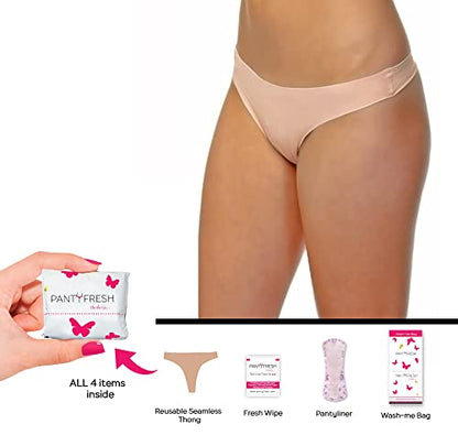 to-Go Panty Kit Includes 4 Items Seamless Thong Underwear Fresh Wipe Pantyliner & Washbag Travel Panty FreshBuy Supplements Australia
