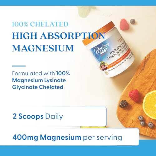 Doctors Best High Absorption Magnesium Powder Lysinate Glycinate 100% Chelated, Muscle Relaxation & Sleep Support, Gluten Free, Vegan, 100% Chelated Net Wt. 12.1 oz (340 Grams), Fruit Punch Flavor Doctor's BESTBuy Supplements Australia
