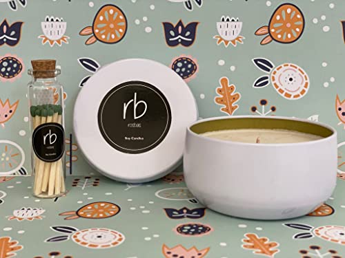 Rosbas Candle, Fraser Fir Scented, Natural Soy Wax, White Metallic Tin, 6 oz, Cotton Wick, Long Burn Time rosbasBuy Supplements Australia