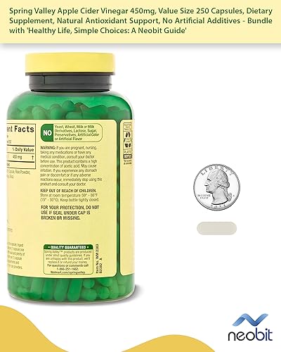 Spring Valley Apple Cider Vinegar 450mg, Value Size 250 Capsules, Dietary Supplement NeobitBuy Supplements Australia