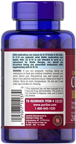 Puritan's Pride CoQ10 100mg, Supports Heart Health, 240 Rapid Release Softgels Puritan's PrideBuy Supplements Australia