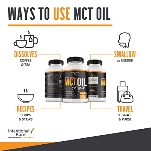 Intentionally Bare Organic MCT Oil Capsules - 70% C8 MCT Oil & 30% C10 MCT Capsules Intentionally BareBuy Supplements Australia